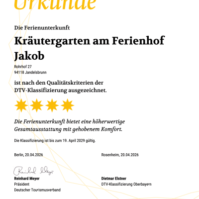 DTV-Klassifizierung 4-Sterne: Ferienhaus Kräutergarten